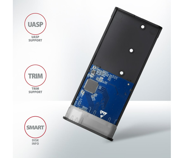 AXAGON EEM2-SG2 Obudowa zewnętrzna aluminiowa bezśrubowa USB-C 3.2 Gen 2 M.2 NVMe & SATA SSD + USB-A - USB-C redukcja - 1353424 - zdjęcie 5